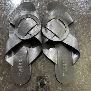 Mercedes Castillo Black Leather Sandals